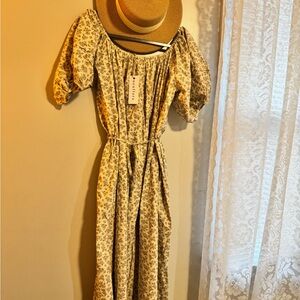 Charming Floral Midi Dress in Cream